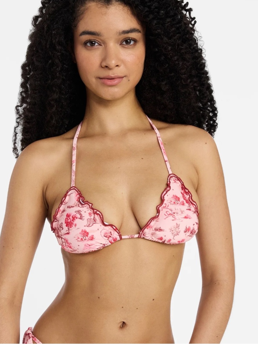 Scenic Route Triangle Bikini Top with Double Lettuce Edge, Women's XXS